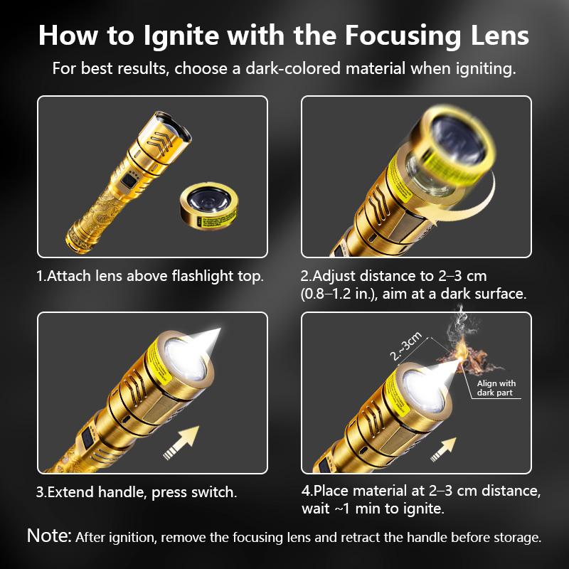 SKYFIRE 1097 Rechargeable LED Tactical Flashlight – Ultra-Bright, Zoom Focus, 4 Light Modes, Waterproof Design for Camping, Emergency, and Outdoor Use