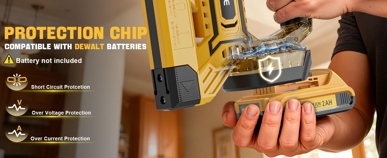Ecarke Cordless Brad Nailer Compatible with Dewalt 20V Battery, 18 Gauge Electric Nail Gun Staple Gun with 2.0Ah Battery & Charger, 5/8 to 1-1/4 Inch 2 Modes Brushless Nail Gun with 100 Nails for Upholstery Wood