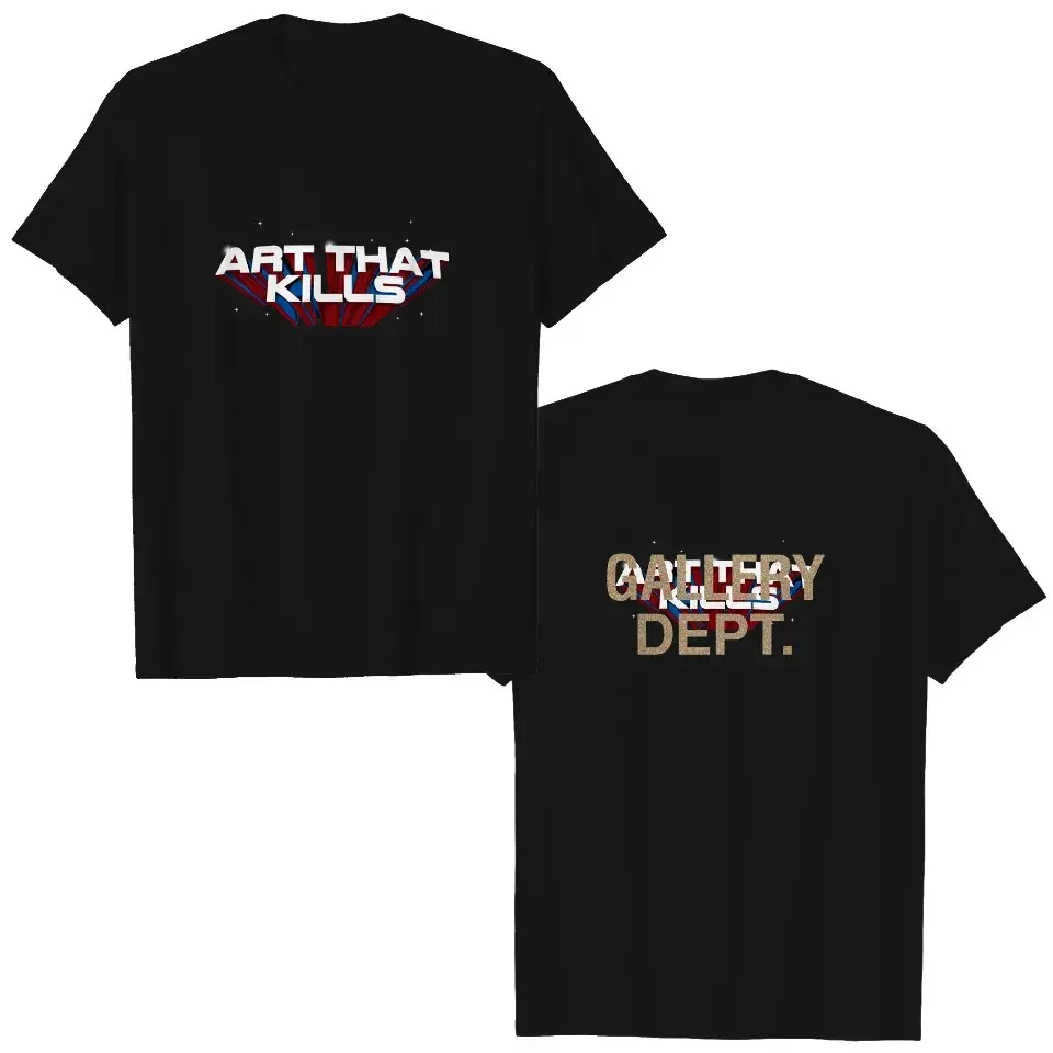 G.D Double Sided Retro Typography Graphic T Shirt Unisex Streetwear Tee Front and Back Print Casual Art Style Top