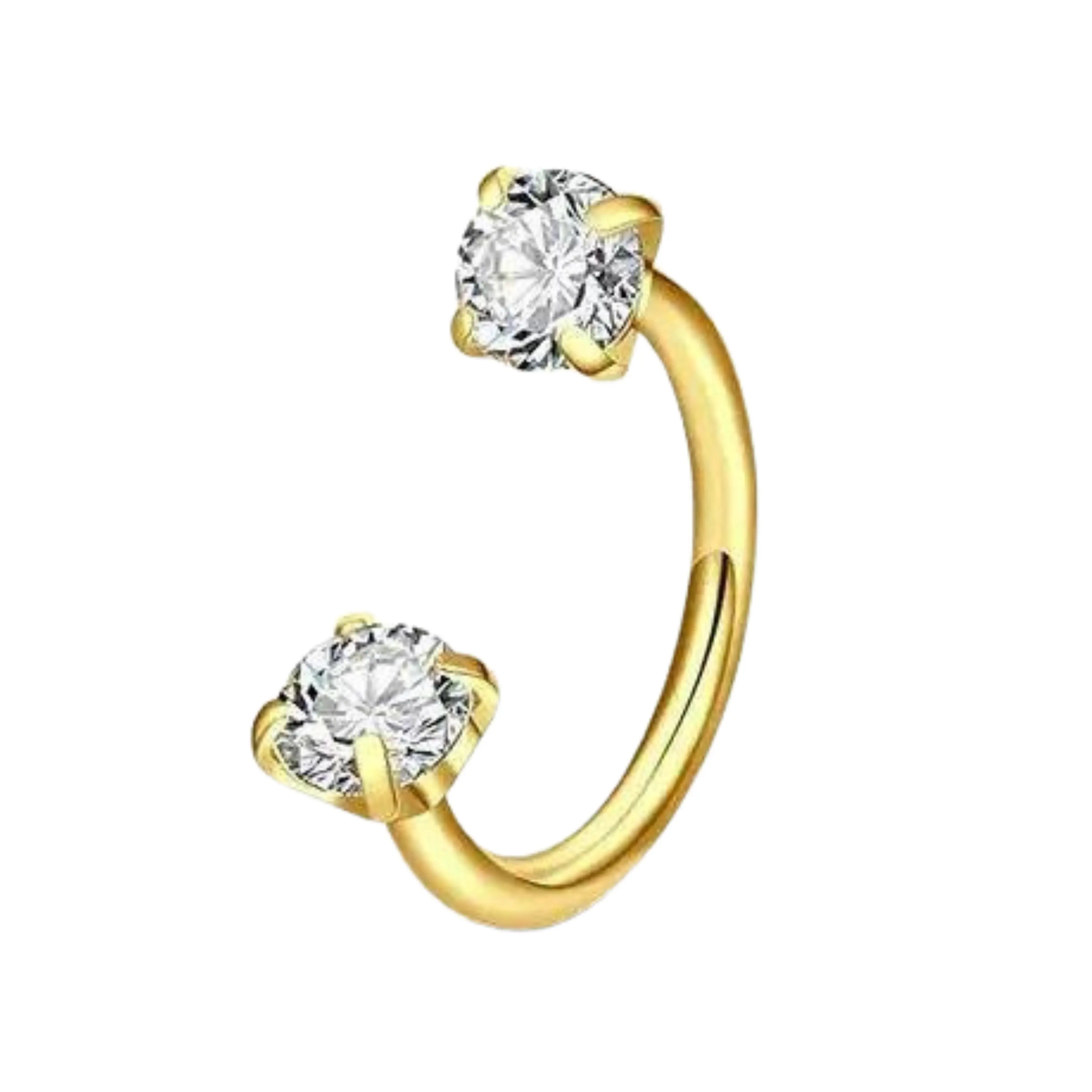 Horse Shoe Nose Hoop 20 Gauge Surgical Steel with 3mm CZ Crystal Ends Lightweight Secure Everyday Wear Durable Quality