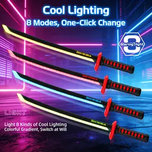 Spark Lightsaber Toy 23.6" LED Samurai Katana for Kids Teens, Cyberpunk Spark Blade with Sound Fog and Streaming RGB Lights, Rave Cosplay Festival Gift