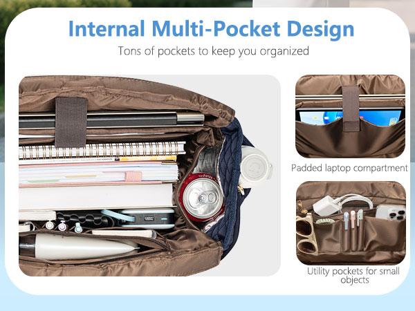 Teacher Tote Bag for Women,15.6 inch Laptop Work Tote Bags with 40oz Cup Holder, Waterproof Quilted Utility,Multiple Pockets,Shoulder Crossbody Tote Handbags for Women Work,Daily,Travel,Gym,School College Teacher Tote Bag for Women,15.6 inch Laptop Work Tote Bags with 40oz Cup Holder, Waterproof Quilted Utility,Multiple Pockets,Shoulder Crossbody Tote Handbags for Women Work,Daily,Travel,Gym,School College