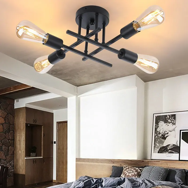 Modern Pendant Light Fixture, 4-Light Bedroom Chandelier, Unique Living Room Lighting, Home Decor Lighting, Indoor Room Lights, Half-Embedded Design, Five Color Options, Bedroom Decor Lamp, Decorative Lights