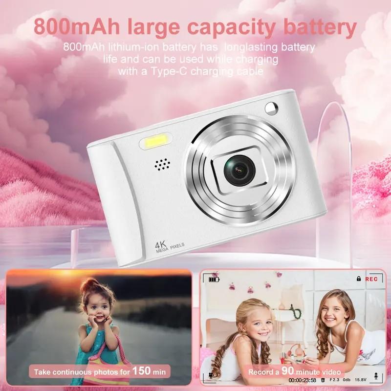2026 New Vlog Digital Camera: High-definition shooting for selfies, vlogs, and video recording. 800mAh battery, 3.0-inch screen, and 64GB SD card slot. Ideal for vlogs, selfies, photography, video recording, and webcams, perfect for beginners.