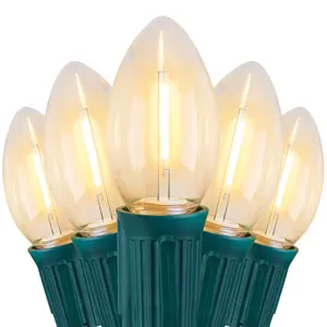 Vintage C9 LED Christmas Lights Outdoor, 100 Feet C9 String Lights with 50 Shatterproof C9 Bulbs, Waterproof Connectable Christmas Tree Lights for Outside Roofline Patio Xmas Decorations, Warm White