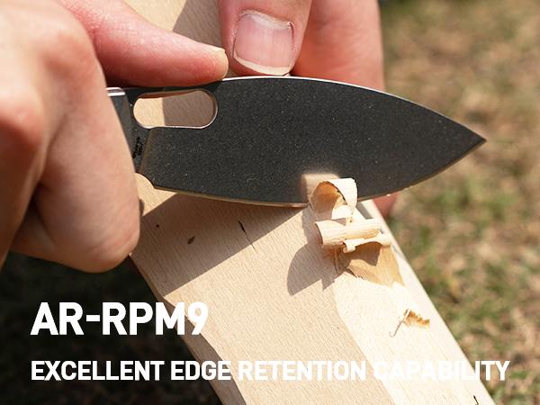 CJRB Sasaya Pocket Tool Knife with 3.5'' AR-RPM9 Steel Blade, EDC Knife with Wood Handle for Men Women Camping Hiking and FathersDayGift