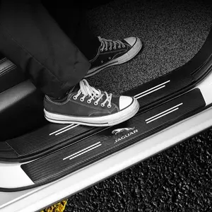 For Jaguar Carbon Fiber Threshold Protection Strip Anti-scratch & Anti-collision Door Decorative Sticker - 4/8 pcs Set