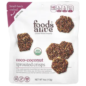 Foods Alive Sprouted Crisps, Coco-Coconut, 4 oz (113 g)