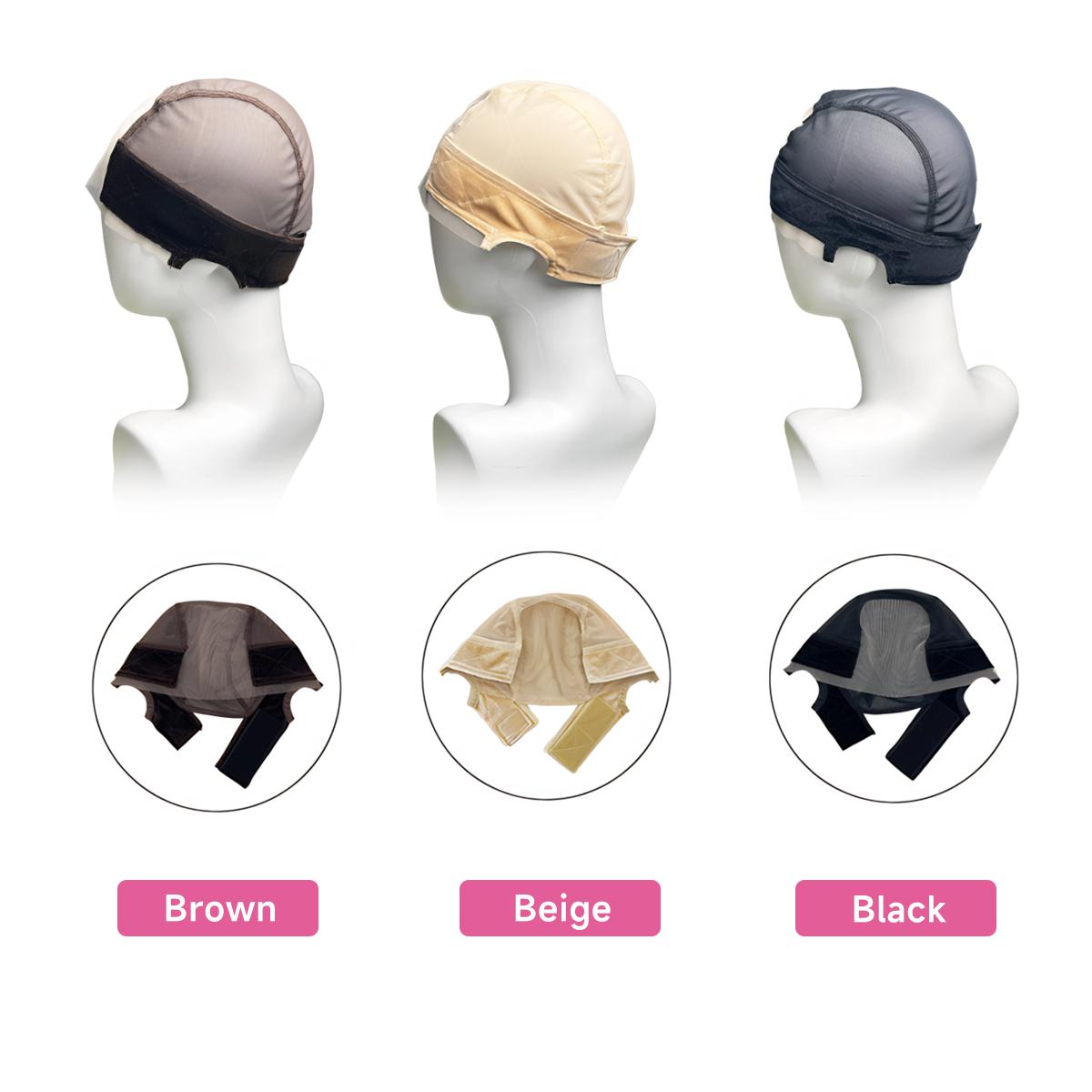Lace Wig Grip Cap for Glueless Wig 4x5 Transparent Lace Reusable Wig Caps,Wig Grip Band for Lace Front Wigs to Keep Wigs in Place, Adjustable Wig Cap with Grip Band Non Slip Cap for Women(black,brown,beige)