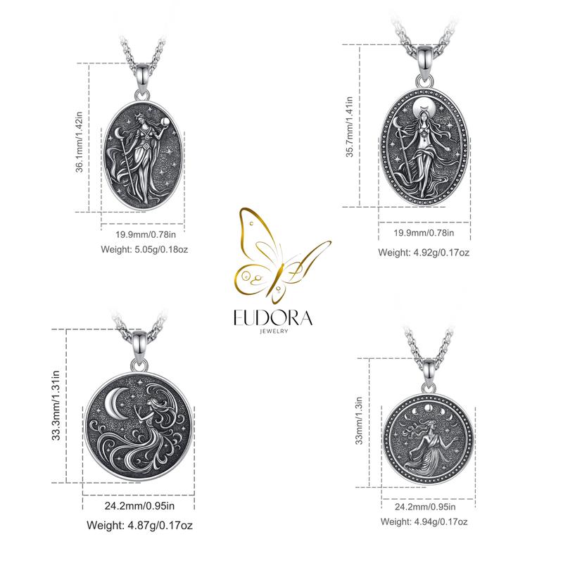 Eudora S925 Sliver Nox Goddess Necklace, Double Side Greek Mythology Feminine Pendant, Goddess of Night Protection Amulet for Women, Celestial Moon Stars Jewelry Nyx Hypoallergenic Eudora S925 Sliver Nox Goddess Necklace, Double Side Greek Mythology Feminine Pendant, Goddess of Night Protection Amulet for Women, Celestial Moon Stars Jewelry Nyx Hypoallergenic