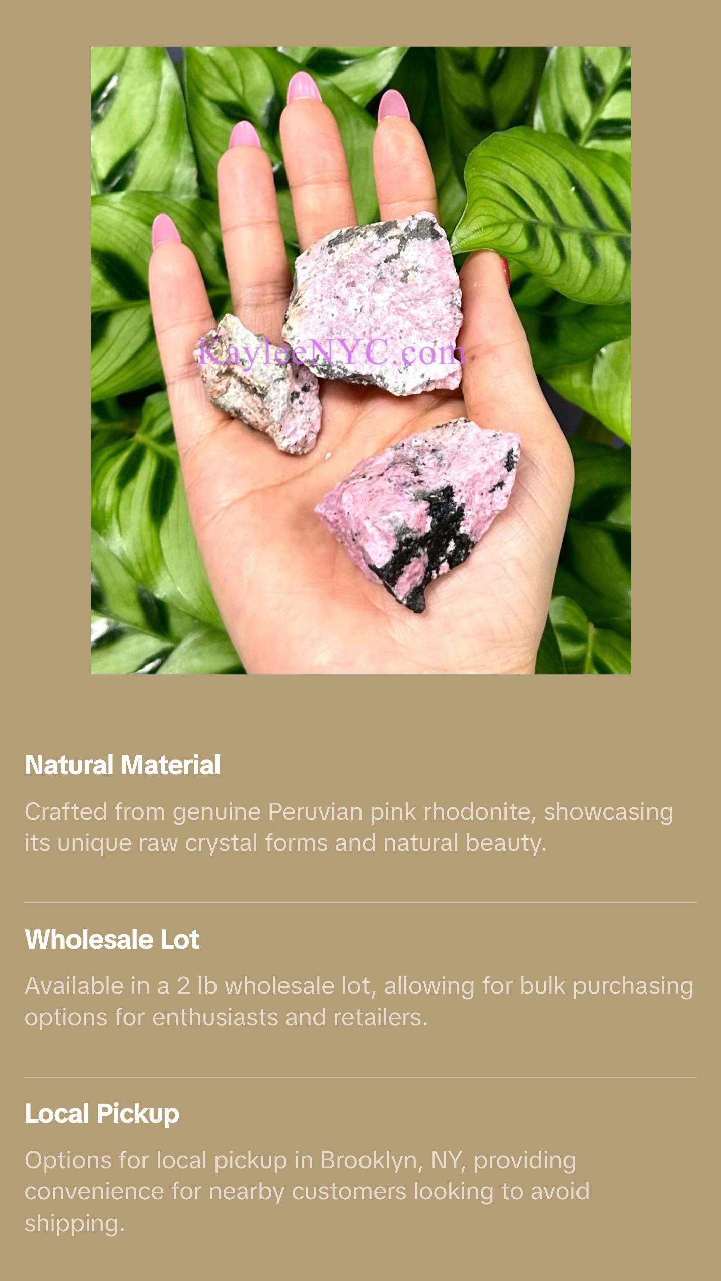 2 lb Natural Peruvian Pink Rhodonite Raw Crystal