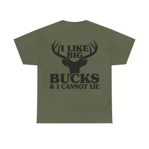 I Like Big Bucks & I Cannot Lie T-Shirt | Funny Hunting Tee for Country Boys, Deer Hunters & Outdoor Lovers