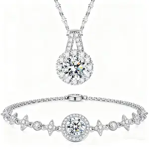 ( Corona Set) 925 Sterling Silver Synthetic Moissanite