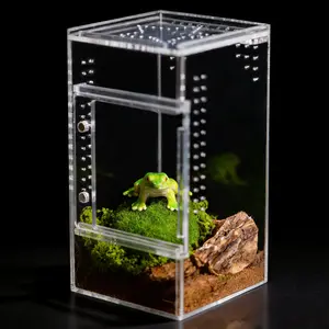 Small Reptile Terrarium – Jumping Spider Enclosure with Water-Holding Design – Spider & Tarantula Enclosure, Praying Mantis Habitat, Reptile Enclosure & Accessories