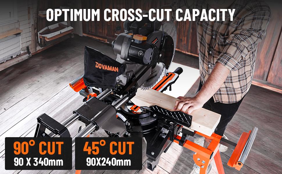DOVAMAN 12 Inch Dual-Bevel Miter Saw 15-Amp 3800RPM, Ambidextrous Operation, 4.2x13in Cutting Capacity, Laser Guide, 0-45° Bevel & Miter Cut