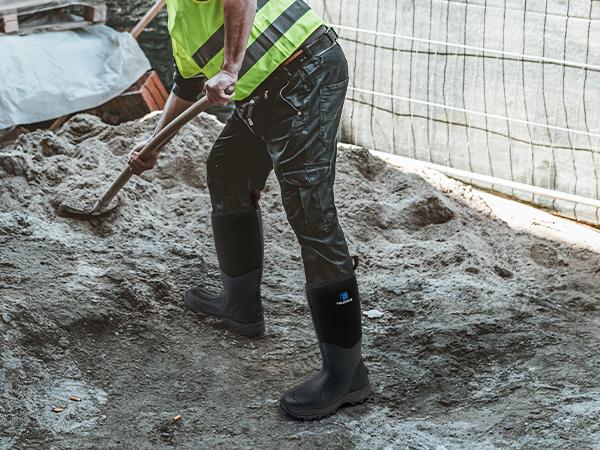 Trudave Rubber Boots for Men & Women, Waterproof Insulated Work Rain Boots, Anti-slip Outdoor Mud Boots for Working, Hunting, Fishing Shoe Rainproof Black Footwear Closed Dry