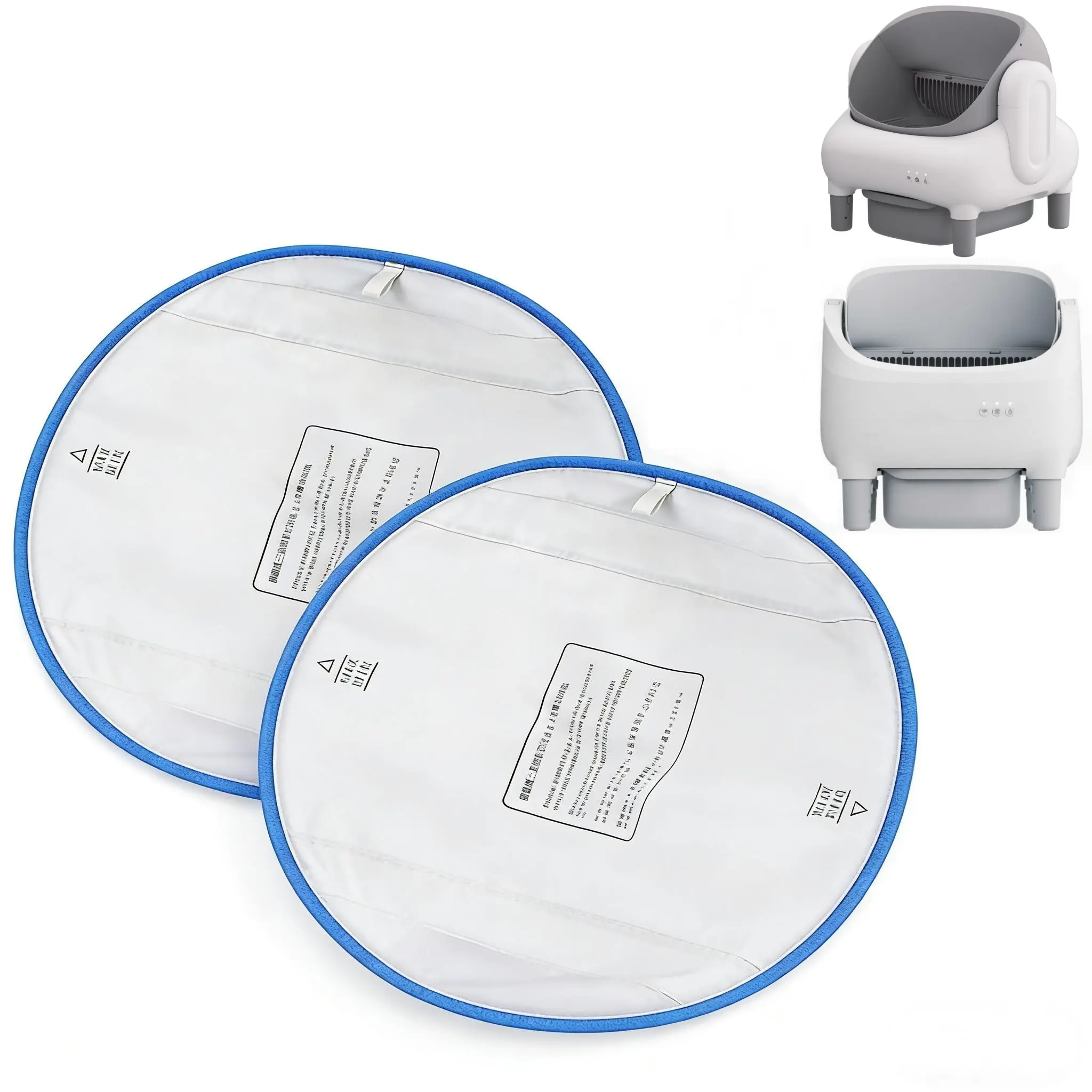 FUMOI Universal 2-Pack Waterproof Pet Litter Trays with Leak-Proof Pads, 14.96in x 11.81in PP Coating Durable Replacement Liners for Self-Cleaning Enclosures (White-Blue) - Simple, Quick Rinse Clean, Floor Safe, Durability for Pet Lovers#backtoschooll