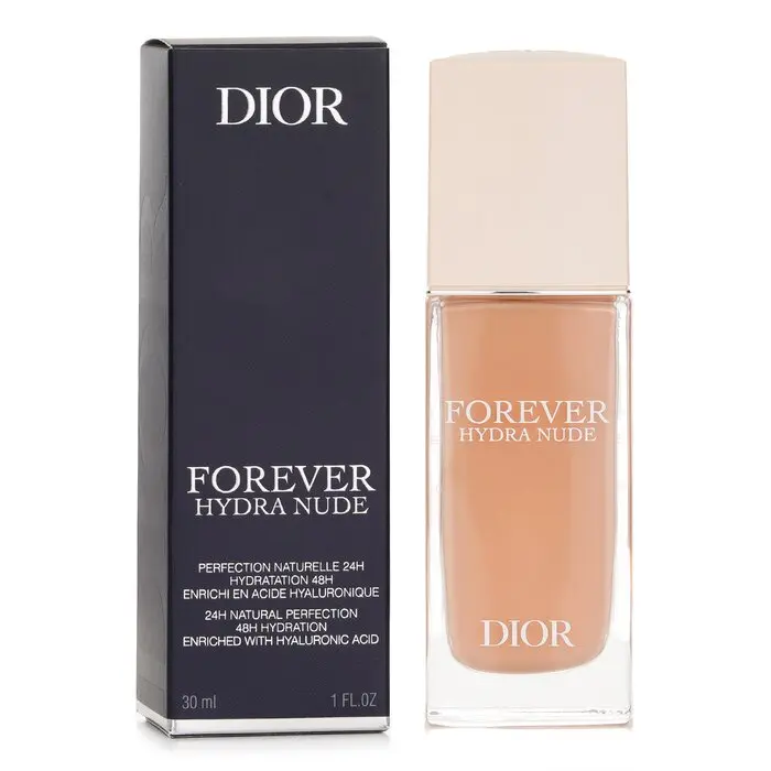 Christian Dior Forever Hydra Nude Moisturizing Cosmetic Foundation Fluid - #3CR, Flower-Infused, Hyaluronic Acid, Skin Defense Formula, Radiance