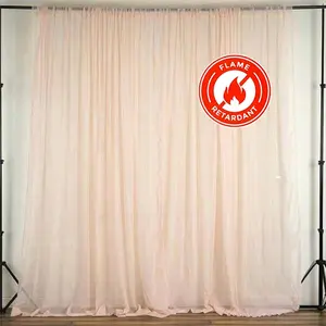 2 Pack 5ftx10ft Blush Chiffon Backdrop Drape Curtains, Durable Flame Resistant Sheer Organza Event Divider Panels With Rod Pockets