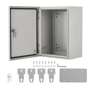 Garvee Lockable Outdoor Electrical Box, NEMA 4x Steel Enclosure, IP67 Waterproof Dustproof Junction Box with Mounting Plate and 2 Keys, Indoor Outdoor Use