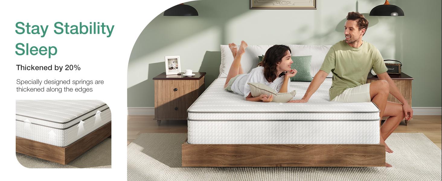 Hybrid Mattress Fiberglass-Free Full/Queen/King  -6/8/10/12/14 Inch-Perfect Balance of Softness & Firmness: High-Quality Mattress for All Sleepers & Body Alignment-Motion Isolation Mattress