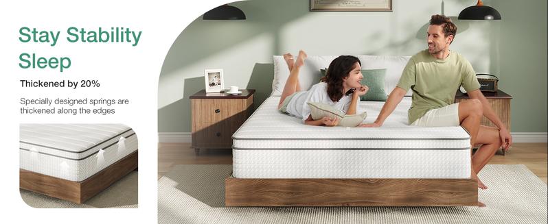 Hybrid Mattress Fiberglass-Free Full/Queen/King  -6/8/10/12/14 Inch-Perfect Balance of Softness & Firmness: High-Quality Mattress for All Sleepers & Body Alignment-Motion Isolation Mattress