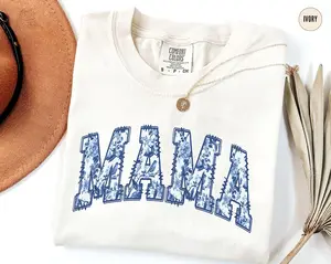 Coquette Mama Graphic Tees, Toile De Jouy Mom Shirt, Comfort Colors Mom Mothers Day Gift, Chinoiserie Mama Gift, Pregnancy Reveal Outfit For Women Top