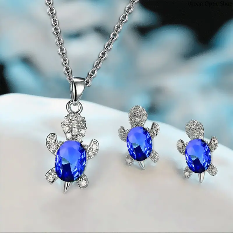 Women's Luxury 3-Piece Fashion Turtle Charm & Twillies Bag Accessory Set - Silver-Plated Iron Alloy Necklace, Rhinestones Hook Earrings, Glass Diamonds, Metal Coating, Animal Pendant for Female Daily Casual Formal Wear, 6G