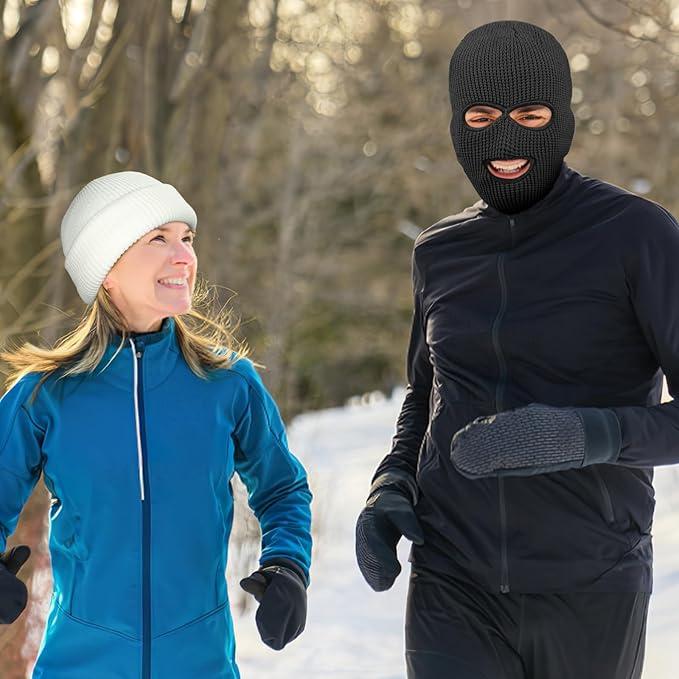 3 Hole Winter Knitted Mask, Full Face Cover Ski Scarf Mask Warm Balaclava for Adult Skiing, Motorcycle,Wind Protection