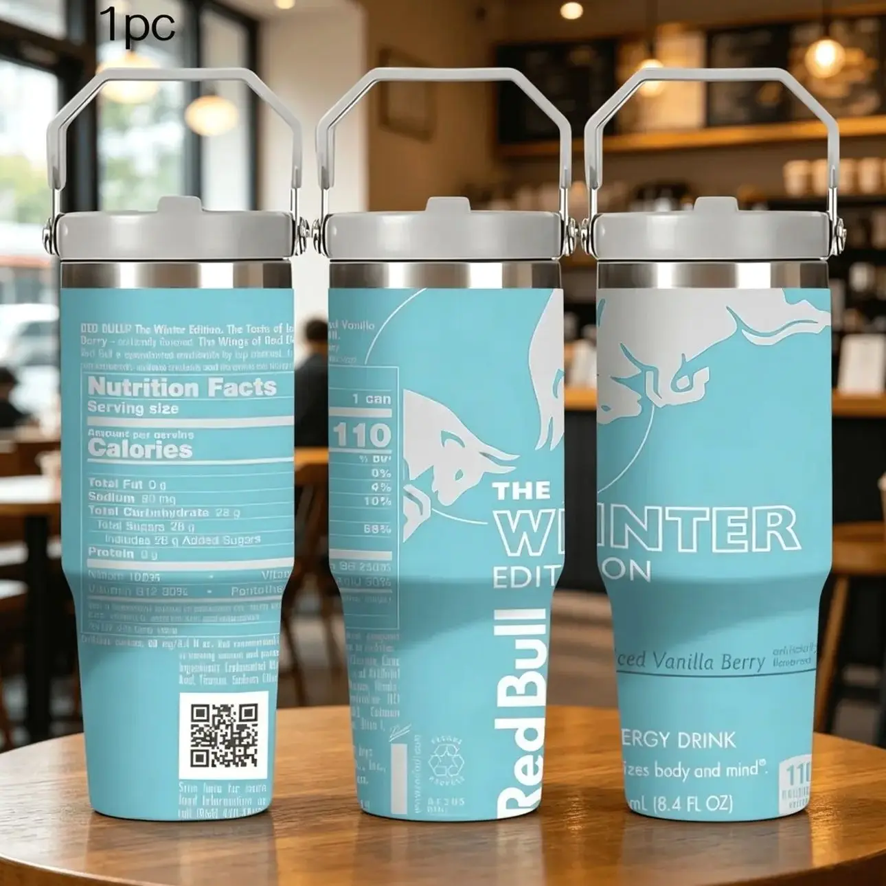 1pc 30oz Stainless Steel Insulated Water Bottle, Hydration Tumbler, Red Bull Replica Water Bottle, Drinkware Flasks, Insulated Vacuum Flasks, with Handle and Straw, Suitable for outdoor, sports use, Birthday/Holiday Gift