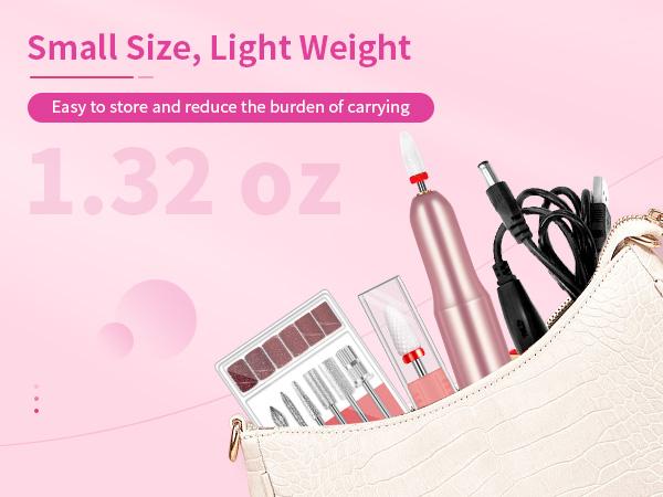 SAVILAND Electric Nail Drill: Professional Portable E-File Nail Drill with 6PCS Drill Bits for Manicure & Pedicure, Electric Nail File for Home & Salon Use, Rose