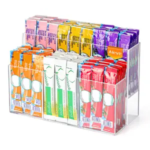 AIEVE Drink Packet Organizer, 2-Tier Water Flavor Packet Holder for Pantry Storage, Acrylic Drink Mix Organizer Hydration Powdered Mixes Holder Container for Cabinet Kitchen Storage