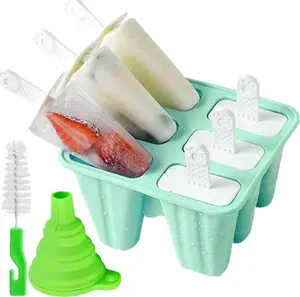 Popsicle Mould，Popsicle Molds 6 Pieces Silicone Ice Pop Molds BPA Free Popsicle Mold Reusable Easy Release Ice Pop Make (Green)