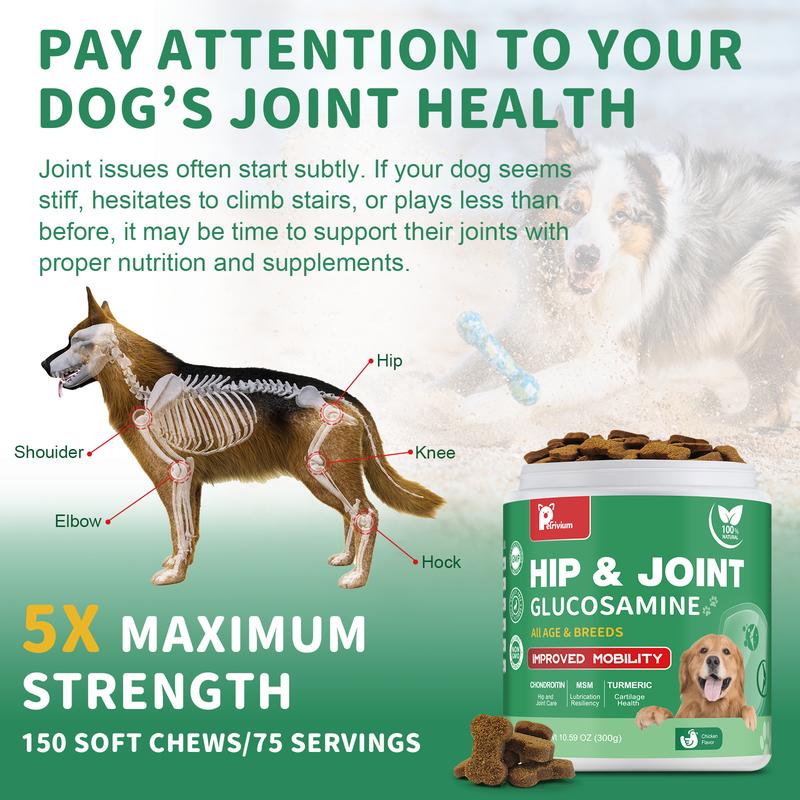 Hip & Joint Care Chews-Dog Joint Supplement for Mobility-Chicken Flavor,All Age&Breeds