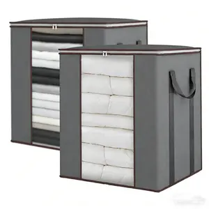 Extra  Blanket Storage Bags 120L 2 Pack Comforter Storage Bags with Reinforced Handles Breathable Clothes Storage Containers for King Comforter Bedding Pillow Sheet Grey  backpack clothes storage box capacity large