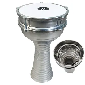The ZAZA Percussion The 16'' Silver Aluminum Darbuka W/ Zill Internal Jingles
