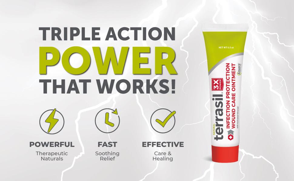 terrasil Care 3X -  Wound Healing Ointment, Infection Protection for Bed Sores, Pressure Sores, Blisters, Cuts, Burns & First Aid. Dermatologist-Tested, Hypoallergenic Approved (.5oz)