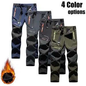 Men’s Fleece-Lined Work Pants — Thickened tactical style with multiple pockets, suitable for winter outdoor activities; regular fit ideal for hiking and casual wear in autumn and winter; reinforced pocket structure; camping gear