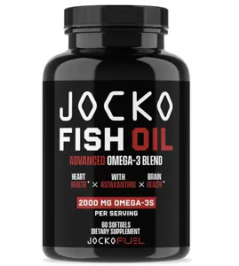 Jocko Fuel Jocko Fish Oil Advanced Omega-3 Blend with Astaxanthin 2000mg per Serving 60 Softgels Heart Brain Health Supplement Fitness Healthcare Edible Antioxidant Properties Optimum