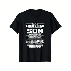 I Am a Lucky Dad I Have a Freaking Awesome Son T-Shirt - Funny Parenting Gift, 100% Cotton Fit Slightly Elastic Casual Round Neck Tee for Men & Women (S-XXXL) - Dad Shirt with Son, Matching Outfits