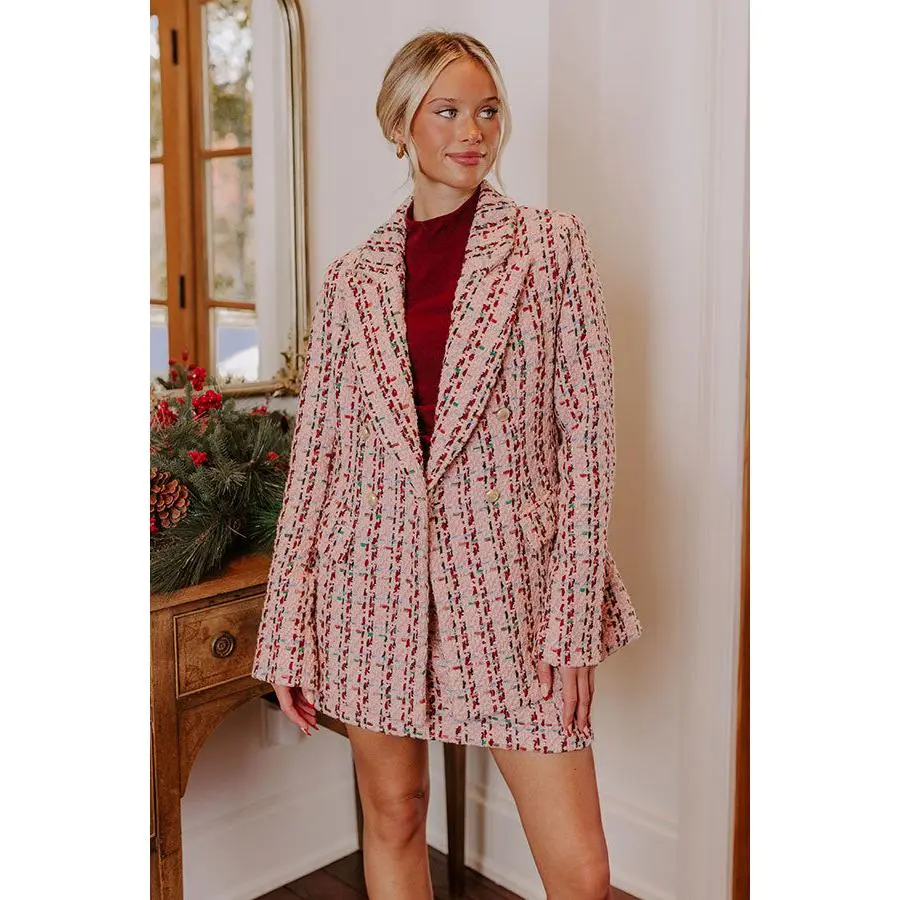 Boss Babe Tweed Blazer in Pink