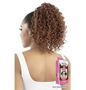 Mayde Mocha Human Blend DrawString Ponytail Blush Curl 12"