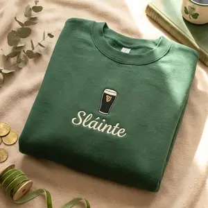 Embroidered Sláinte Irish Guinness Sweatshirt – St. Patrick’s Day Crewneck for Beer Lovers