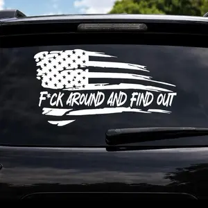 Distressed American Flag FAFO F Around And Find Out Car Decal Truck Bumper Sticker Window Windshield Banner JDM Vinyl Men USA Patriot Freedom