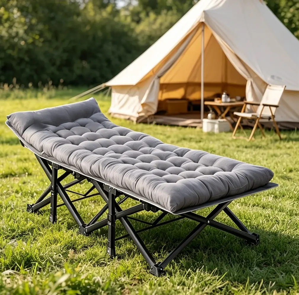 Heavy Duty Folding Camping Cot with Extra Thick Padded Mattress, Portable Foldable Sleeping Bed for Adults, Multi-Purpose Nap Bed for Office, Home Guest, Outdoor Camping, Travel, Beach, Stable Metal Frame Fold Up Bed with Storage Bag. tiktokshopbacktoscho