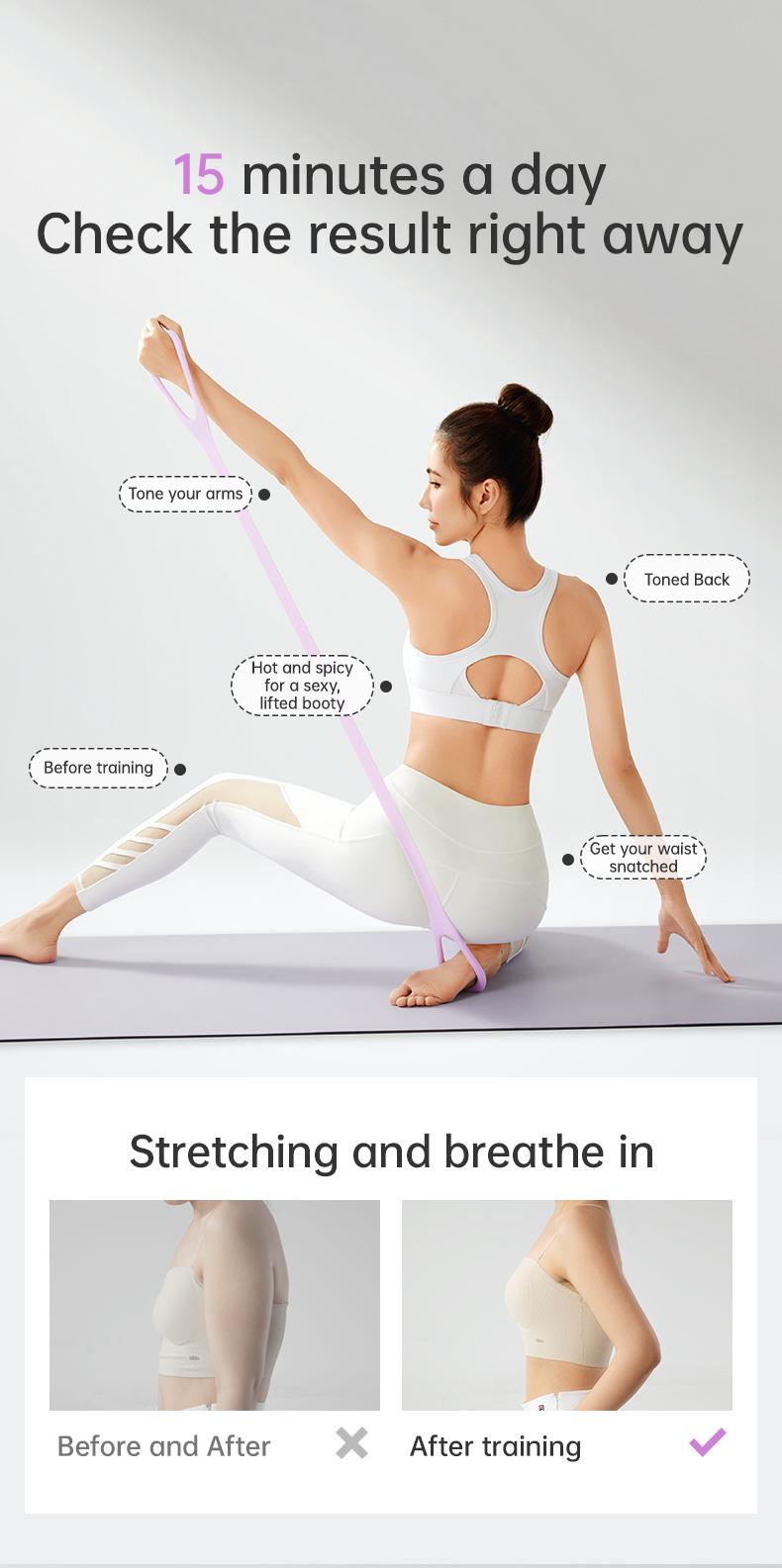 UMAY Figure 8 Resistance Band Pull Up Bands for Women Men Yoga Pilates Physical Therapy High Elastic Latex Non Slip Foam Handles Portable Workout Stretch Bands