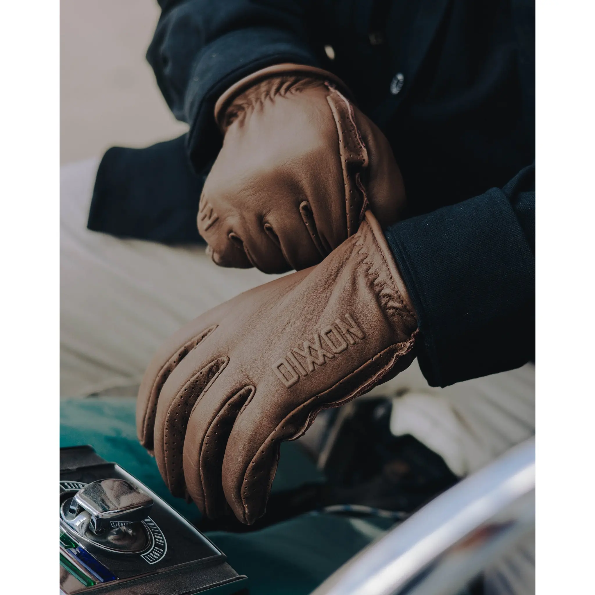 Roper Leather Moto Gloves - Brown