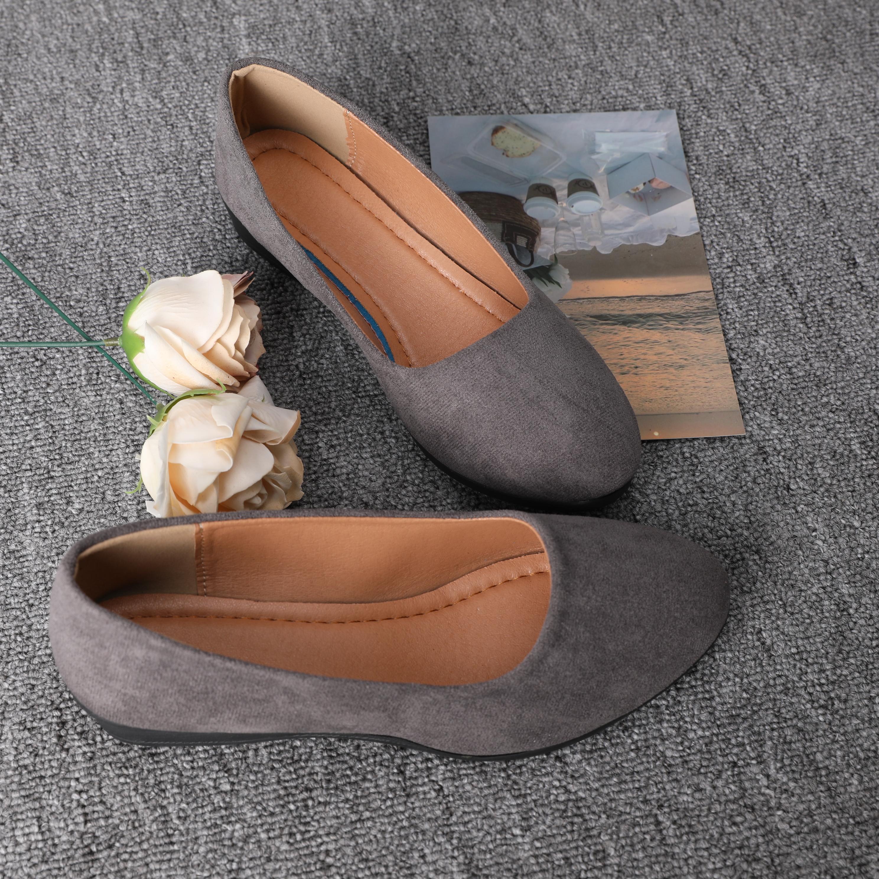 Women's Black Wedge Heels Work Shoes - Wide Fit Waterproof Rain Suede Pumps Round Toe Elegant Comfortable Insole Shallow Mouth Heeled Footwear Office Shoes for Women