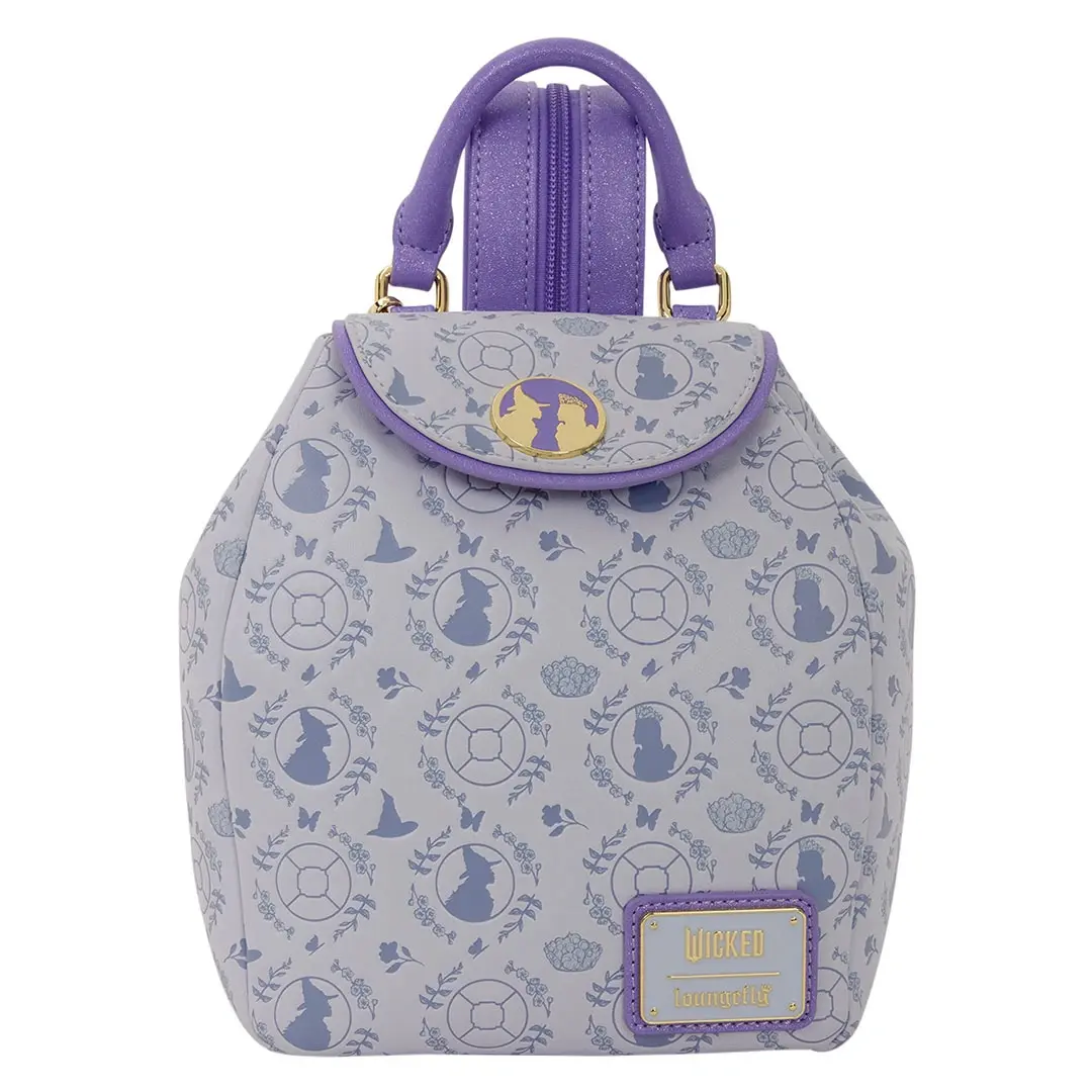 Loungefly Wicked All-Over Print Micro Mini Backpack - Character Style, Small Size, 2-in-1 Convertible, 6.75” w x 8.25” h x 4” d, Character Backpacks
