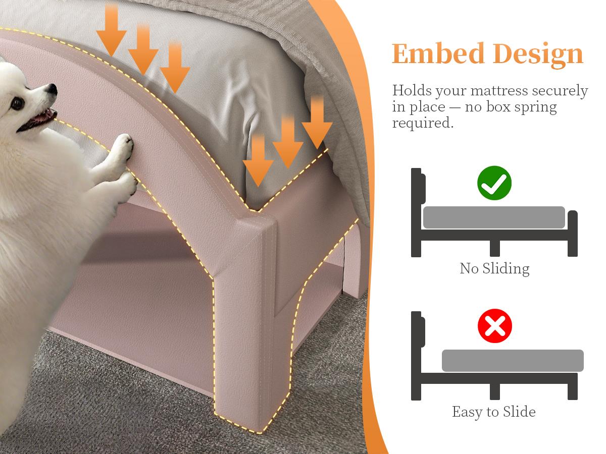 Sibeds Aurora Queen Bed Frame with 2-Tier Storage Headboard, Faux Leather Platform Bed with Galaxy Star Projector, Scratch-Resistant Upholstered Bedframe with Pet Rest Area for Dogs Cats, White / Black / Gray / Pink Sibeds Aurora Queen Bed Frame with 2-Tier Storage Headboard, Faux Leather Platform Bed with Galaxy Star Projector, Scratch-Resistant Upholstered Bedframe with Pet Rest Area for Dogs Cats, White / Black / Gray / Pink